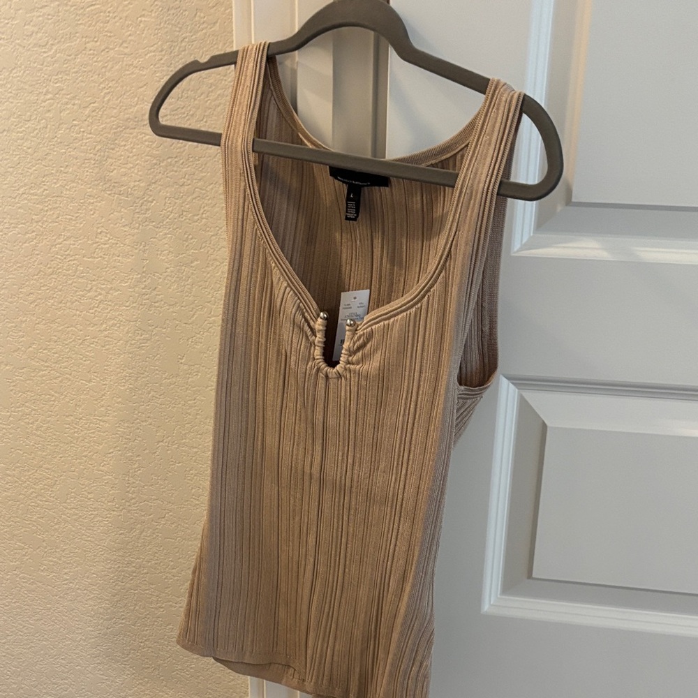 White House Black Market Beige Ribbed Tank Top
